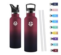 Motswedi Gourde Isotherme 750ml, Thermos Isotherme, Acier Inoxydable, Gourde Thermos, Bouteille d'eau Isolée pour L'eau Froide et Chaude, pour Les Sports, les Voyages, Noir & Rouge