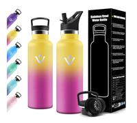 Motswedi Gourde Isotherme Enfant, 500ml avec Paille, Gourde Enfant, Réutilisable, Thermos, Anti-Fuite, Bouteille Isotherme, pour l'école, Voyage, Camping, Sport, Gym, Jaune & Rose