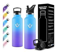Motswedi Gourde Isotherme Enfant, 500ml avec Paille, Gourde Enfant, Réutilisable, Thermos, Anti-Fuite, Bouteille Isotherme, pour l'école, Voyage, Camping, Sport, Gym, Bleu Ciel & Violet