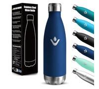 Motswedi Gourde Isotherme Enfant, 500ml Réutilisable, Gourde Enfant, 24h Froid et 12h Chaud, Thermos, Anti-Fuite, Bouteille Isotherme, pour l'école, Voyage, Camping, Sport, Gym, Yoga, Bleu Foncé