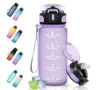 Motswedi Gourde Sport, 0.5L Anti-Fuite, Gourde Paille, Sans BPA, Réutilisable, Facile à Transporter, Bouteille d'eau pour Cyclisme, Fitness, Yoga, Camping, Violet Clair