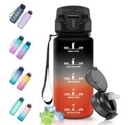 Motswedi Gourde Sport, 0.5L Anti-Fuite, Gourde Paille, Sans BPA, Réutilisable, Facile à Transporter, Bouteille d'eau pour Cyclisme, Fitness, Yoga, Camping, Noir Rouge