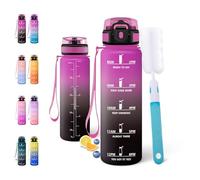Motswedi Gourde Sport 0.5l, Bouteille d'eau, Gourdes Motivation, Comprend 1 éponge de Nettoyage, Anti Fuite, Bouteille Sport 500ml pour L'école, Bureau, le Fitness, la Gym, Violet & Noir