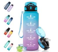 Motswedi Gourde Sport, 1.5L Anti-Fuite, Gourde Paille, Sans BPA, avec Paille, Réutilisable, Facile à Transporter, Bouteille d'eau pour Cyclisme, Fitness, Yoga, Camping, Bleu Violet