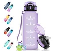 Motswedi Gourde Sport, 1.5L Anti-Fuite, Gourde Paille, Sans BPA, Réutilisable, Facile à Transporter, Bouteille d'eau pour Cyclisme, Fitness, Yoga, Camping, Violet Clair