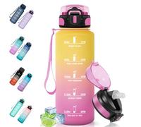 Motswedi Gourde Sport, 1.5L Anti-Fuite, Gourde Paille, Sans BPA, Réutilisable, Facile à Transporter, Bouteille d'eau pour Cyclisme, Fitness, Yoga, Camping, Jaune Rose