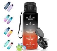 Motswedi Gourde Sport, 1.5L Anti-Fuite, Gourde Paille, Sans BPA, Réutilisable, Facile à Transporter, Bouteille d'eau pour Cyclisme, Fitness, Yoga, Camping, Noir Rouge
