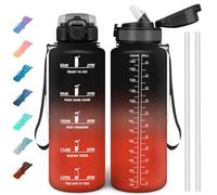 Motswedi Gourde Sport 1.5l, Bouteille d'eau, Gourdes Motivation, Comprend 1 éponge de Nettoyage, Anti Fuite, Bouteille Sport - Lilas doux & Rose pâle