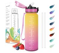 Motswedi Gourde Sport, 1000ml Anti-Fuite, Gourde avec Paille, sans BPA, Gourde Paille, Réutilisable, Gourde, Facile à Transporter, Bouteille d'eau pour Yoga, Camping, Cyclisme, Fitness, Jaune Rose