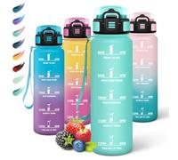 Motswedi Gourde Sport, 1000ml Anti Fuite, Gourde Paille, Réutilisable , Bouteille d'eau, sans BPA, Bouteille Reutilisable, pour Enfant, Adulte, Randonnée, l'école, Fitness, Bleu Vert 3245C