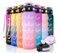 Motswedi Gourde Sport, 1000ml Anti Fuite, Gourde Paille, Réutilisable, Bouteille d'eau, sans BPA, Bouteille Reutilisable, pour Adulte, Randonnée, l'école, Fitness, Yoga, Violet Clair & Rose Clair