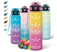 Motswedi Gourde Sport, 1000ml Anti Fuite, Gourde Paille, Réutilisable , Bouteille d'eau, sans BPA, Bouteille Reutilisable, pour Enfant, Adulte, Randonnée, l'école, Fitness, Rose Jaunâtre