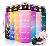 Motswedi Gourde Sport, 1000ml Anti Fuite, Gourde Paille, Réutilisable, Bouteille d'eau, sans BPA, Bouteille Reutilisable, pour Enfant, Adulte, Randonnée, l'école, Fitness, Rose Clair & Rose Rouge