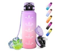 Motswedi Gourde Sport, 1500ml Anti Fuite, Gourde Paille, Réutilisable, Bouteille d'eau, sans BPA, Bouteille Reutilisable, pour Adulte, Randonnée, l'école, Fitness, Yoga, Violet Clair & Rose Clair