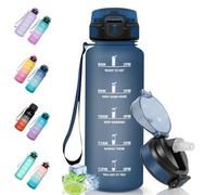 Motswedi Gourde Sport, 1500ml Anti-Fuite, Gourde Paille, Sans BPA, Gourde avec Paille, Réutilisable, Gourde, Facile à Transporter, Bouteille d'eau pour Cyclisme, Fitness, Yoga, Camping, Bleu Foncé