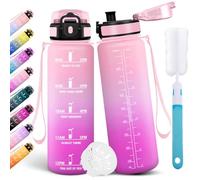 Motswedi Gourde Sport 1l, Bouteille d'eau, Gourdes Motivation, Comprend 1 éponge de Nettoyage, Anti Fuite, Bouteille Sport 1 Litre pour le Fitness, Gym, Randonnée, Vélo, Rose clair & Rouge rose