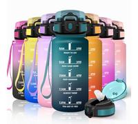 Motswedi Gourde Sport, 500ml Anti Fuite, Gourde Paille, Réutilisable, Bouteille d'eau, sans BPA, Bouteille Reutilisable, pour Enfant, Adulte, Randonnée, l'école, Fitness, Yoga, Vert Foncé & Gris