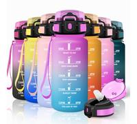 Motswedi Gourde Sport, 500ml Anti Fuite, Gourde Paille, Réutilisable, Bouteille d'eau, sans BPA, Bouteille Reutilisable, pour Enfant, Adulte, Randonnée, l'école, Fitness, Yoga, Rose Rouge & Cyan