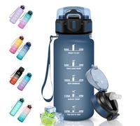 Motswedi Gourde Sport, 500ml Anti-Fuite, Gourde Paille, Sans BPA, Gourde avec Paille, Réutilisable, Gourde, Facile à Transporter, Bouteille d'eau pour Cyclisme, Fitness, Yoga, Camping, Bleu Foncé