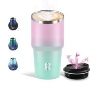 Motswedi Mug Isotherme 600 ML, Réutilisable, Tasse Isotherme pour Café, Acier Inoxydable 304, Emporter, Double Paroi, Étanche Gobelet de Voyage, Anti-fuite - Rose nude & Vert clair