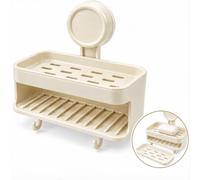 Motswedi Porte Savon, Double Couche D'asphalte, Porte Savon Douche, Ventouse Sans Perforation, Etagere Ventouse, Séchage Rapide, Pour Salle De Bain Et Cuisine
