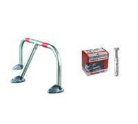 Mottez B302C Barrière de parking rabattable design & Fischer 71253 Acier Ta M 8 avec vis tête hexagonale, diamètre Cheville 10 mm, 8 pièces pcs, M8 + Vite