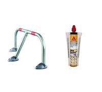 Mottez B302C Barrière de parking rabattable design & Sika AnchorFix 01 Evolution, Gris, Scellement chimique à prise rapide pour fixation d'objets lourds, Tous supports, Haute performance, 300ml