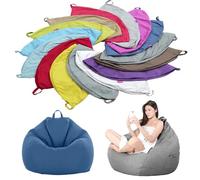 MOTTK Grand pouf poire uniquement (sans remplissage), 16 couleurs, rangement pour animaux en peluche, support et organisateur de jouets en peluche, pouf en tissu de lin respirant (bleu ciel, taille