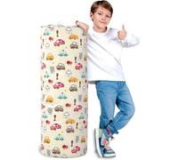 MOTTK Housse de pouf cylindrique de rangement pour animaux en peluche sans remplissage, extra large - Organiseur de support de jouets en peluche - Toile de coton lavable - Joli cadeau pour les enfants