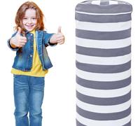 MOTTK Housse de pouf cylindrique de rangement pour animaux en peluche sans remplissage, extra large - Organiseur de support de jouets en peluche - Toile de coton lavable - Joli cadeau pour les enfants