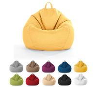 MOTTK Housse de pouf de rangement pour animaux en peluche (sans remplissage) en tissu de lin sans rembourrage pour organiser les jouets en peluche ou la mousse à mémoire de forme (jaune, 100 x 120 cm)
