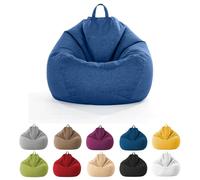 MOTTK Housse de pouf de rangement pour animaux en peluche (sans remplissage) en tissu de lin sans rembourrage pour organiser les jouets en peluche ou la mousse à mémoire de forme (bleu marine, 100 x