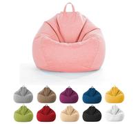 MOTTK Housse de pouf de rangement pour animaux en peluche (sans remplissage) en tissu de lin sans remplissage pour organiser les jouets en peluche ou la mousse à mémoire de forme (rose, 100 x 120 cm)