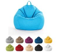 MOTTK Housse de pouf de rangement pour animaux en peluche (sans remplissage) en tissu de lin sans remplissage pour organiser les jouets en peluche ou la mousse à mémoire de forme (bleu ciel, 70 x 80