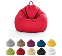 MOTTK Housse de pouf de rangement pour animaux en peluche (sans remplissage) en tissu de lin sans remplissage pour organiser les jouets en peluche ou la mousse à mémoire de forme (rouge, 100 x 120 cm)
