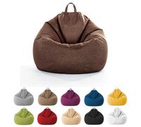MOTTK Housse de pouf de rangement pour animaux en peluche (sans remplissage), housse de pouf en lin sans remplissage pour organiser les jouets en peluche ou la mousse à mémoire de forme (café, 80 x 90