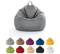 MOTTK Housse de pouf de rangement pour animaux en peluche (sans remplissage), housse de pouf en lin sans remplissage pour organiser les jouets en peluche ou la mousse à mémoire de forme (gris clair