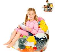 MOTTK Housse de pouf de rangement transparente pour animaux en peluche (sans rembourrage), organiseur de jouets en peluche extra large avec fermeture éclair, housse imperméable pour enfants