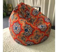 MOTTK Housse de pouf poire à imprimé floral avec doublure, housse de pouf de rangement pour animaux en peluche vintage pour enfants et adultes, support de jouets en peluche, canapé paresseux (3-orange