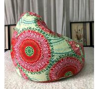 MOTTK Housse de pouf poire à imprimé floral avec doublure, housse de pouf de rangement pour animaux en peluche vintage pour enfants et adultes, support de jouets en peluche, canapé paresseux (9-rouge