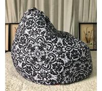 MOTTK Housse de pouf poire à imprimé floral avec doublure, housse de pouf de rangement pour animaux en peluche vintage pour enfants et adultes, support de jouets en peluche, canapé paresseux (11-noir