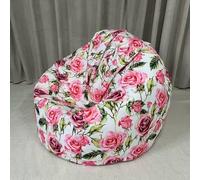 MOTTK Housse de pouf poire à imprimé floral avec doublure, housse de pouf de rangement pour animaux en peluche vintage pour enfants et adultes, support de jouets en peluche, canapé paresseux (21-rose