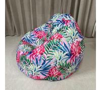 MOTTK Housse de pouf poire à imprimé floral avec doublure, housse de pouf de rangement pour animaux en peluche vintage pour enfants et adultes, support de jouets en peluche (20-bleu, 110 x 130 cm)
