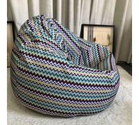 MOTTK Housse de pouf poire à imprimé floral avec doublure, housse de pouf de rangement pour animaux en peluche vintage pour enfants et adultes, support de jouets en peluche, canapé paresseux (4-bleu