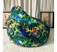 MOTTK Housse de pouf poire à imprimé floral avec doublure, housse de pouf de rangement pour animaux en peluche vintage pour enfants et adultes, support de jouets en peluche, canapé paresseux (8-vert