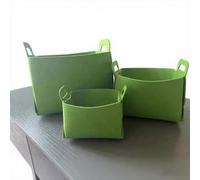 MOTTK Lot de 3 grands paniers de rangement pliables en feutre pour bureau, chambre à coucher, placard, panier de rangement pour jouets, livres, vêtements, serviettes (vert)