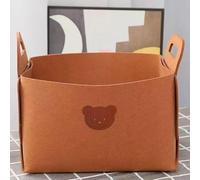 MOTTK Panier de rangement cube en feutre avec poignées en forme d'ours mignon, paniers à linge pliables pour vêtements, jouets, livres, panier à linge en feutre pour la maison (marron1, M - 25 x 18 x