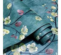 MOTTK Papier peint vintage épais pour décoration d'intérieur, peinture murale autocollante et florale en vinyle imperméable pour chambre à coucher, meubles, armoire (vert 2, 45 x 500 cm)