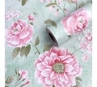 MOTTK Papier peint vintage épais pour décoration d'intérieur, peinture murale autocollante et florale en vinyle imperméable pour chambre à coucher, meubles, armoire (vert, 1,45 x 100 cm)