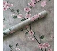 MOTTK Papier peint vintage épais pour décoration d'intérieur, peinture murale décorative florale autocollante, papier peint en vinyle imperméable pour meubles de chambre à coucher, armoires (gris, 2